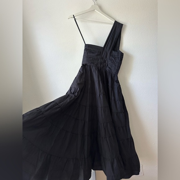 Ulla Johnson Ellie Dress Black Cotton One Shoulder Midi Dress - Picture 10 of 10